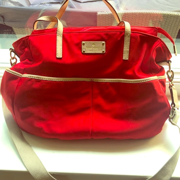 Authentic red and beige Kate Spade Diaper Bag - Picture 1 of 6